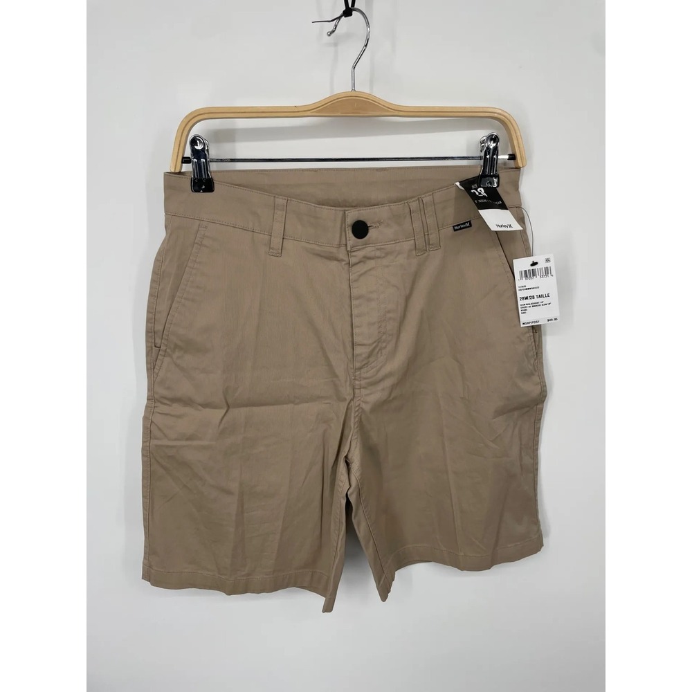 Hurley Mens Icon Walkshort Shorts Size 28 Khaki Chino Flat Front NWT